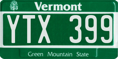 VT license plate YTX399