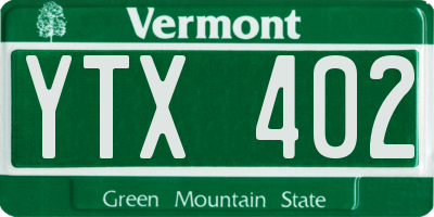 VT license plate YTX402