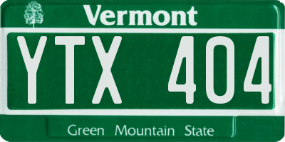 VT license plate YTX404