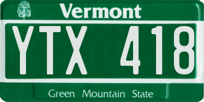 VT license plate YTX418