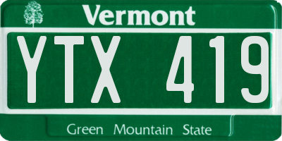 VT license plate YTX419
