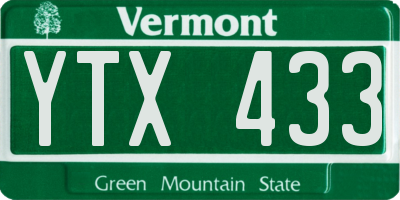 VT license plate YTX433