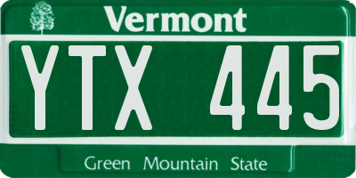 VT license plate YTX445