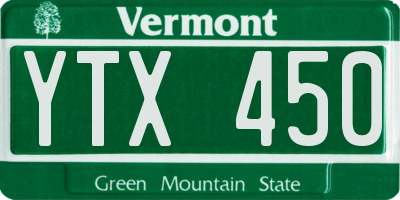VT license plate YTX450