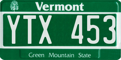 VT license plate YTX453