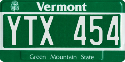 VT license plate YTX454