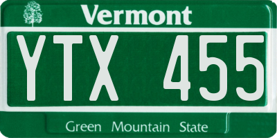 VT license plate YTX455