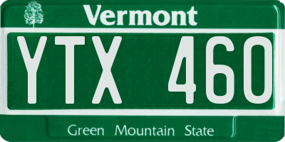 VT license plate YTX460