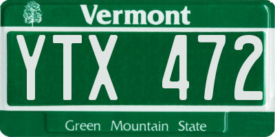 VT license plate YTX472