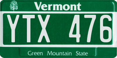 VT license plate YTX476