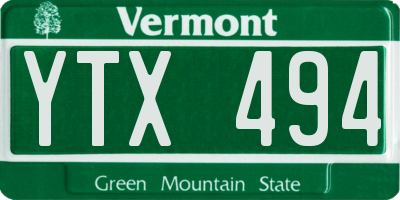 VT license plate YTX494