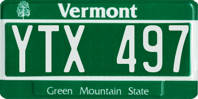 VT license plate YTX497