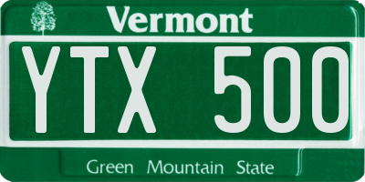 VT license plate YTX500