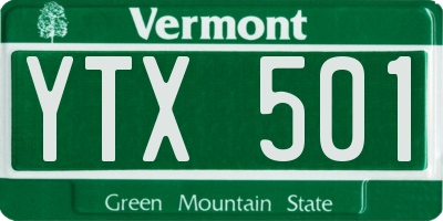 VT license plate YTX501
