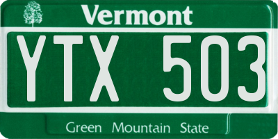VT license plate YTX503