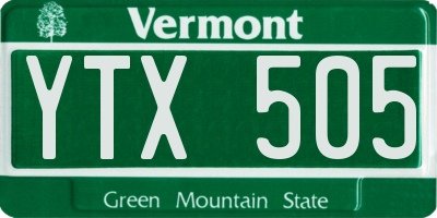 VT license plate YTX505