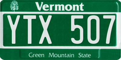 VT license plate YTX507