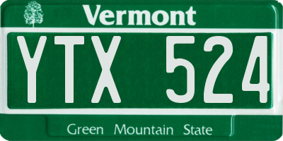 VT license plate YTX524