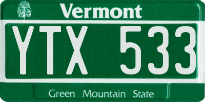 VT license plate YTX533