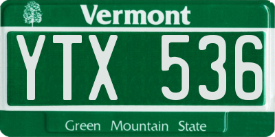 VT license plate YTX536