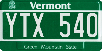 VT license plate YTX540