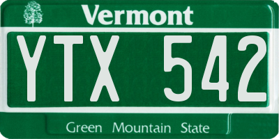 VT license plate YTX542