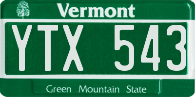 VT license plate YTX543