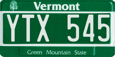 VT license plate YTX545