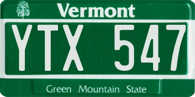 VT license plate YTX547