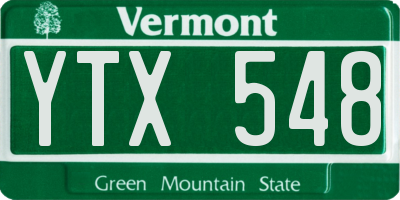 VT license plate YTX548
