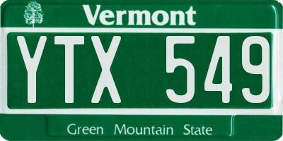 VT license plate YTX549