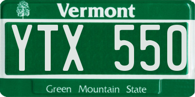VT license plate YTX550