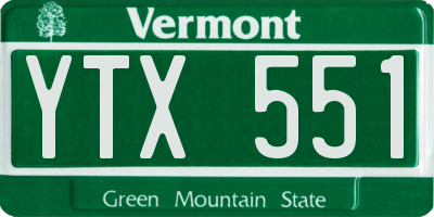 VT license plate YTX551