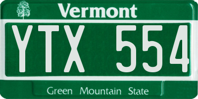 VT license plate YTX554