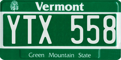 VT license plate YTX558
