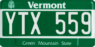 VT license plate YTX559