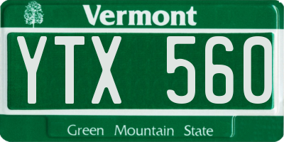 VT license plate YTX560