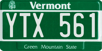 VT license plate YTX561