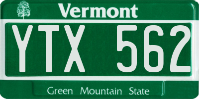 VT license plate YTX562