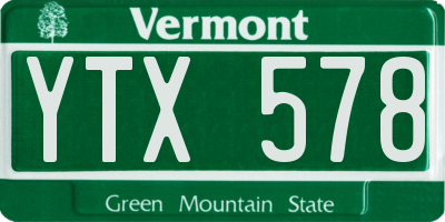VT license plate YTX578