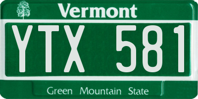VT license plate YTX581