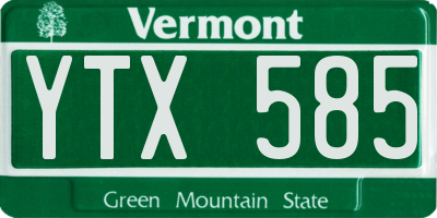 VT license plate YTX585