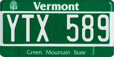 VT license plate YTX589