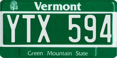 VT license plate YTX594