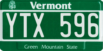VT license plate YTX596
