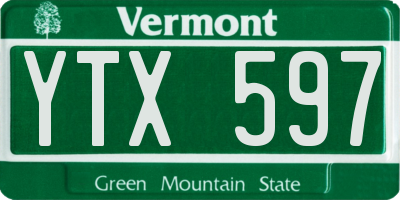 VT license plate YTX597