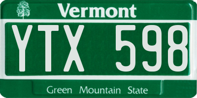 VT license plate YTX598