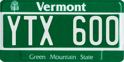 VT license plate YTX600