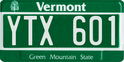VT license plate YTX601