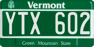 VT license plate YTX602